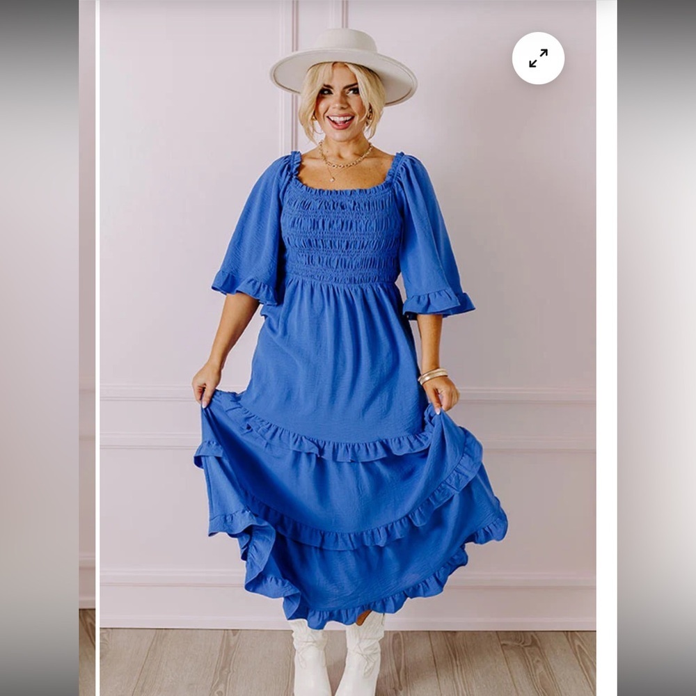 She + Sky Blue Ruffled Midi Dress Size XL